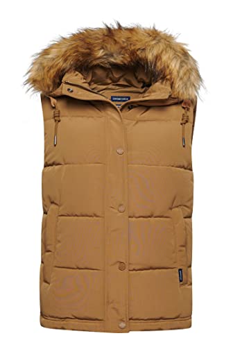 Superdry Damen VINTAGE EVEREST FAUX FUR GILET A7 – Weste, Sandstone, von Superdry