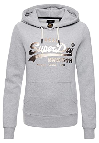 Superdry Damen VL Boho Sparkle Hood BB Hooded Sweatshirt, Grey Marl, M von Superdry