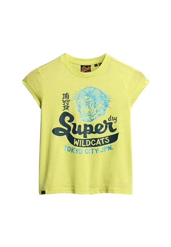 Superdry Damen Varsity T-Shirt in Ausbrenneroptik Zitronengelb Tonic 42 von Superdry