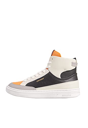 Superdry Damen Vegan Basket Ov High Trainer Sneaker, Charcoal Orange Off White, 37 EU von Superdry