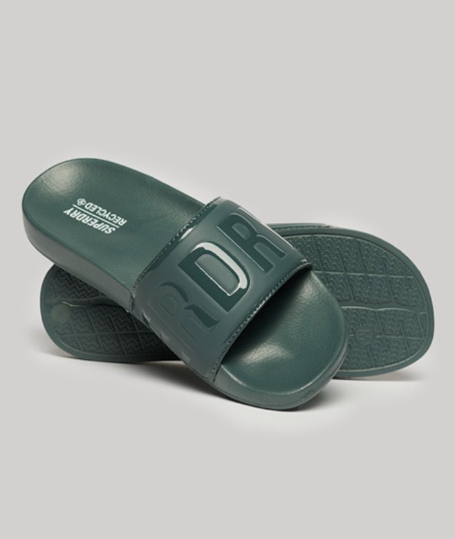 Superdry Damen Vegan Code Core Badesandalen Grün - Größe: L von Superdry