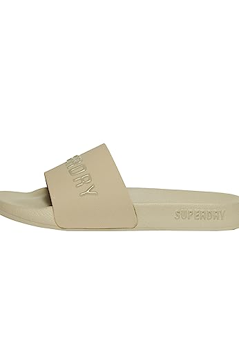 Superdry Damen Code Logo Vegan Pool Slide Flipflop, Winter Twig Beige, Small von Superdry