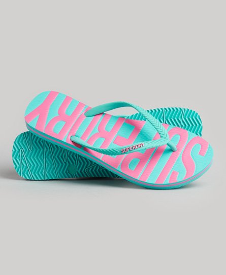 Superdry Women's Flip-Flops im Vintage-Stil Blau - Größe: L von Superdry