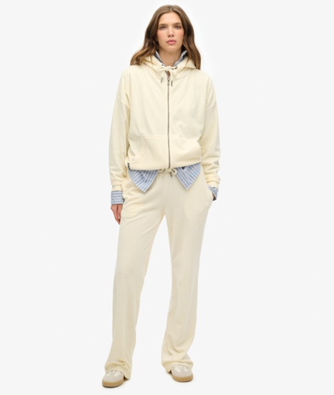 Superdry Damen Velours-jogginghose mit Weitem Bein Weiß - Größe: 40 von Superdry