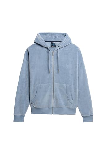 Superdry Damen Velours-Kapuzenjacke Gezeiten Blau 40 von Superdry