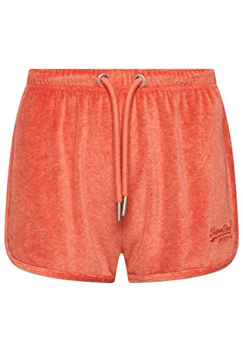 Superdry Damen Velours-Racershorts mit Vintage-Logo La Korallenrot Meliert 36 von Superdry