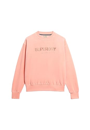 Superdry Damen Velours-Sweatshirt mit Rundhalsausschnitt und Grafik Pfirsichbeige 36 von Superdry