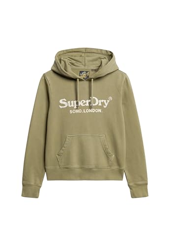 Superdry Damen Venue Hoodie in Metallic-Optik Blassolivgrün 40 von Superdry