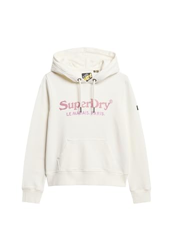 Superdry Damen Venue Hoodie in Metallic-Optik Ecru 36 von Superdry