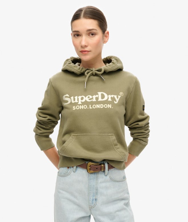 Superdry Damen Venue Hoodie in Metallic-optik Grün - Größe: 40 von Superdry