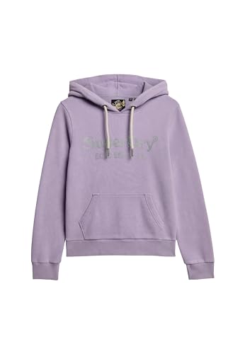 Superdry Damen Venue Hoodie mit Logo in Metallic-Optik Hell Lavendel Lila 44 von Superdry