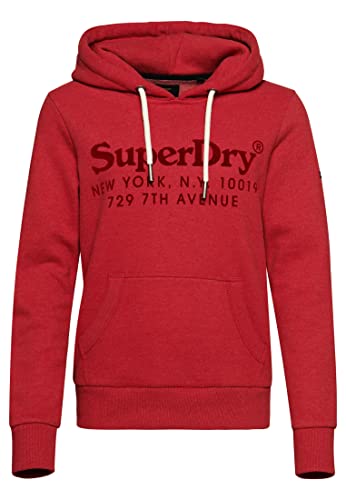 Superdry Damen Venue Interest Hoodie, Kapuze mit Kordelzug, lange Ärmel, Rich Red Marl, 32 von Superdry