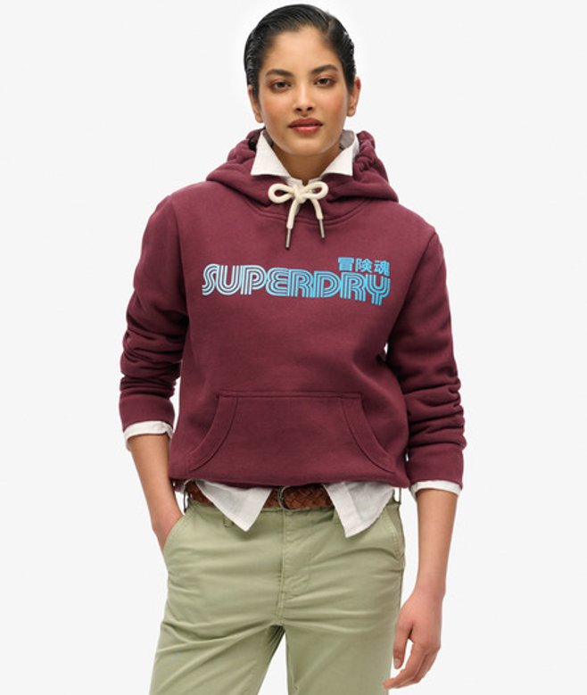 Superdry Damen Verblasstes Core Hoodie Lila - Größe: 44 von Superdry