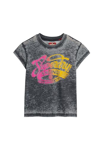 Superdry Damen Verblasstes T-Shirt mit Rock-Grafik und Flügelärmeln Tiefschwarz 44 von Superdry