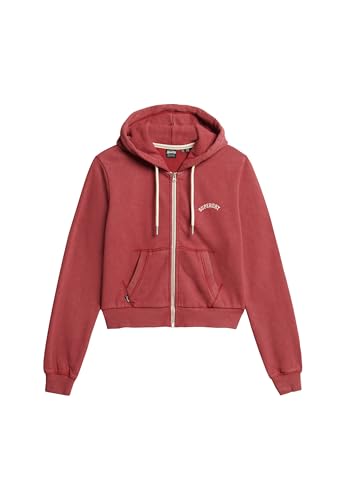 Superdry Damen Verkürzte Essential Kapuzenjacke mit Logo Bordeauxrot 40 von Superdry