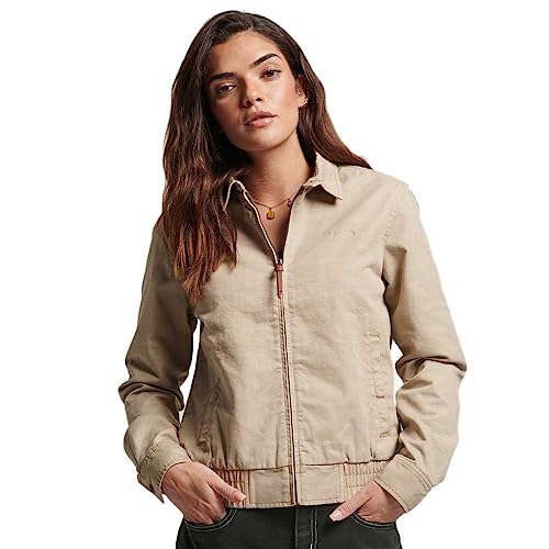 Superdry Damen Verkürzte Vintage Trainerjacke Stonewash Taupe Braun 40 von Superdry