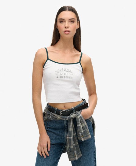 Superdry Women's Athletic Essentials Crop Cami Top Weiß - Größe: 42 von Superdry