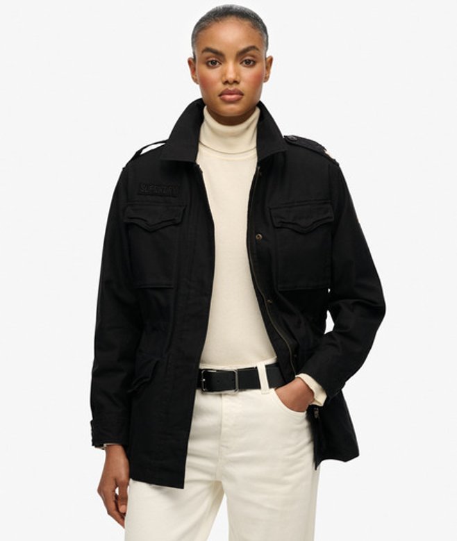 Superdry Damen Verzierte Feldjacke Black - Größe: 34 von Superdry