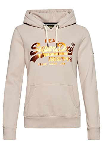 Superdry Damen Verziertes Hoodie Rosenasche-Beige 36 von Superdry