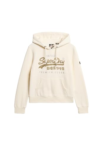 Superdry Damen Verziertes Hoodie mit Vintage-Logo und Grafikprint Creme 44 von Superdry