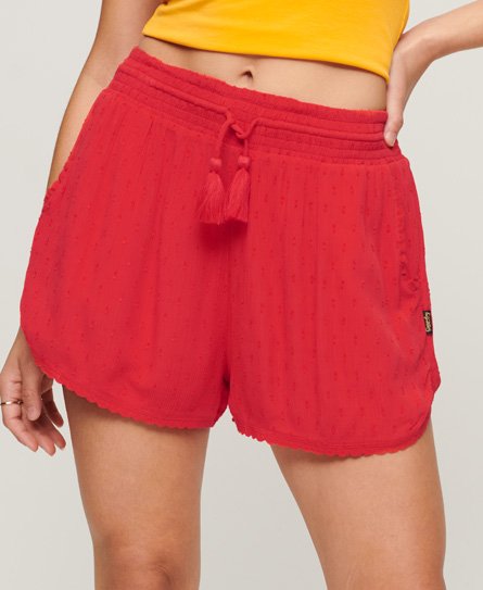 Superdry Women's Vintage Beach Shorts Rot - Größe: 36 von Superdry