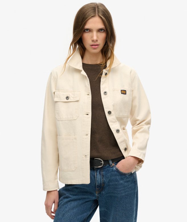 Superdry Damen Creme Vintage Chore Jacke aus Bio-Baumwolle, Größe: 40 von Superdry