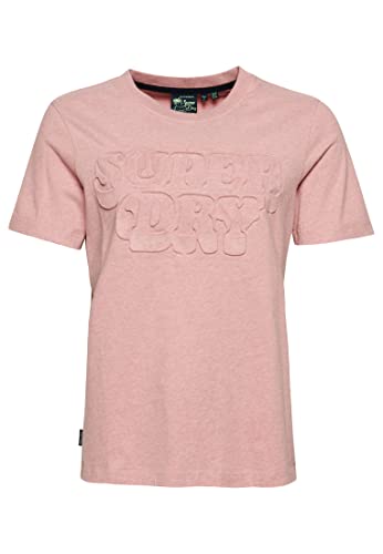Superdry Damen Vintage Cooper T-Shirt aus Bio-Baumwolle mit Prägung Zart Pink Meliert 38 von Superdry