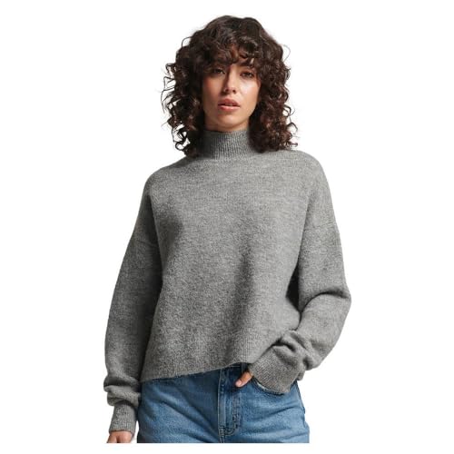 Superdry Damen Vintage Essential Mock Neck Pullover, grau, 38 Superdry Damen Vintage Essential Mock Neck Pullover, grau, 38 von Superdry