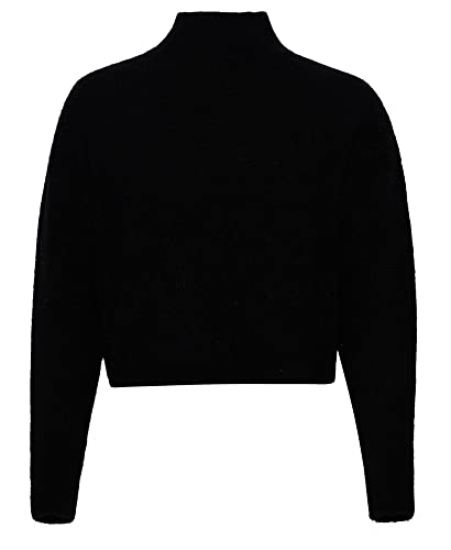 Superdry Damen Vintage Essential Mock Neck Polo-Pullover, Schwarz, von Superdry