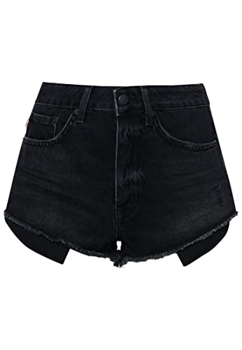 Superdry Damen Vintage HIGH Rise Short Boardshorts, Wolcott Black Stone, 28W von Superdry