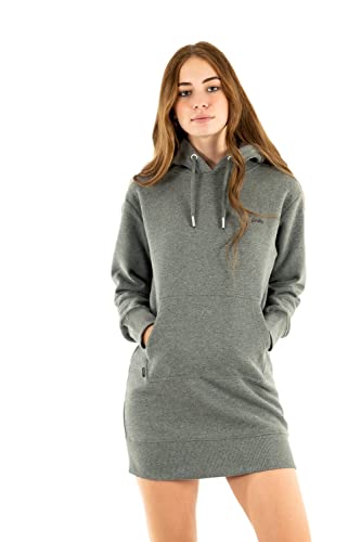 Superdry Damen Vintage Hoodie Kleid mit Stickerei und Logo Sattes Anthrazit Meliert 36 von Superdry