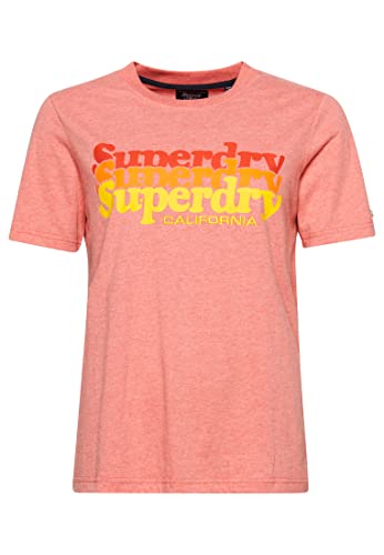 Superdry Damen Vintage Infill T-Shirt mit Schriftzug Korallrot Meliert 34 von Superdry