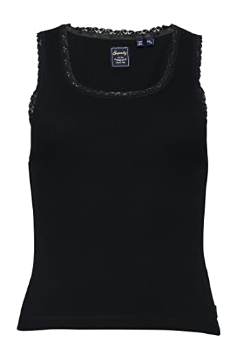 Superdry Damen Vintage LACE Trim Vest Kleid, schwarz, S-M von Superdry