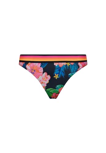 Superdry Damen Bikinihöschen aus recyceltem Material mit Vintage Logo Hibiskus Pop Marineblau 42 von Superdry