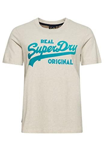 Superdry Damen Vintage Logo Coll T-Shirt mit Schriftzug aus Bio-Baumwolle Hafer Meliert 38 von Superdry