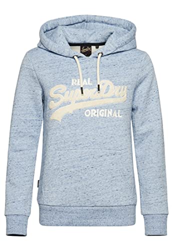 Superdry Damen Vintage Logo Collegiate Hoodie mit Schriftzug La Blau Meliert 36 von Superdry