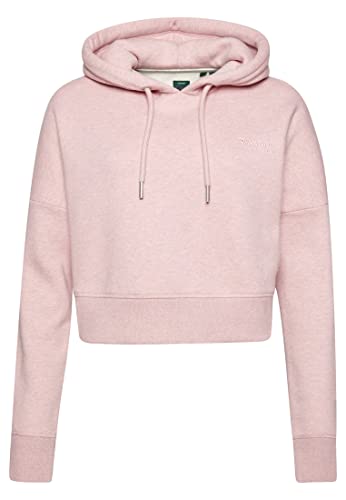 Superdry Damen Vintage Logo Crop Hood Kapuzenpullover, Die Soft Pink Marl, 36 von Superdry