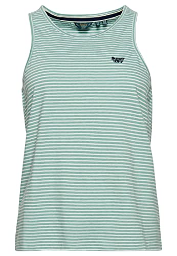 Superdry Damen Vintage Logo EMB Vest Kleid, Sage Green/Rodeo White Stripe, 36 von Superdry