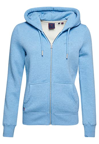 Superdry Damen Vintage Logo Kapuzenjacke mit Stickerei Blassrosa Blau Meliert 34 von Superdry