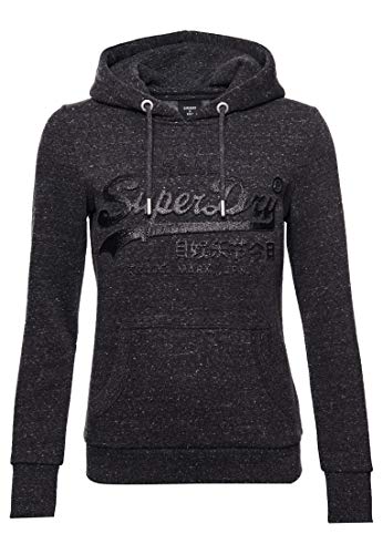 Superdry Damen Vintage Logo Glitzer Hoodie mit Prägung Schwarz Meliert 38 von Superdry