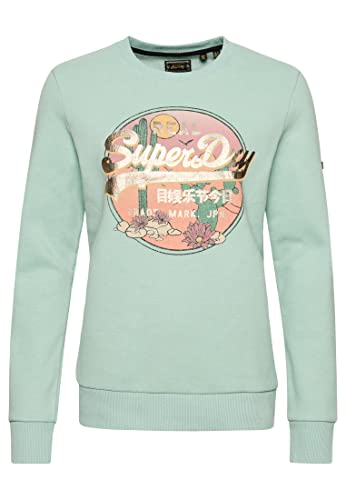 Superdry Damen Vintage Logo Narrative Sweatshirt mit Rundhalsausschnitt Frisches Mintgrün Meliert 34 von Superdry