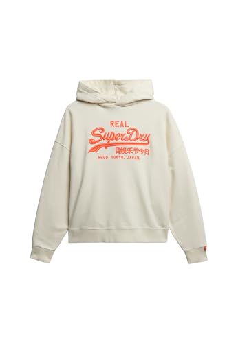 Superdry Damen Vintage Logo Neon Relaxed Hoodie Creme 42 von Superdry
