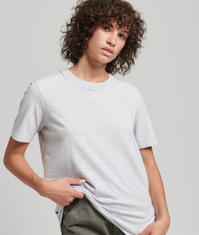 Superdry Damen Vintage Logo T-shirt aus Bio-baumwolle mit Stickerei Hellgrau - Größe: 38 von Superdry