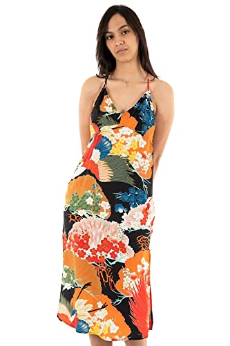 Superdry Damen Midi-Kleid mit Print und Nackenträger Kam Multi 38 von Superdry