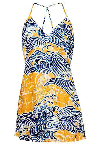 Superdry Damen Vintage Mini Slip Halter Dress Kleid, Nimi Kam Gold, 42 von Superdry