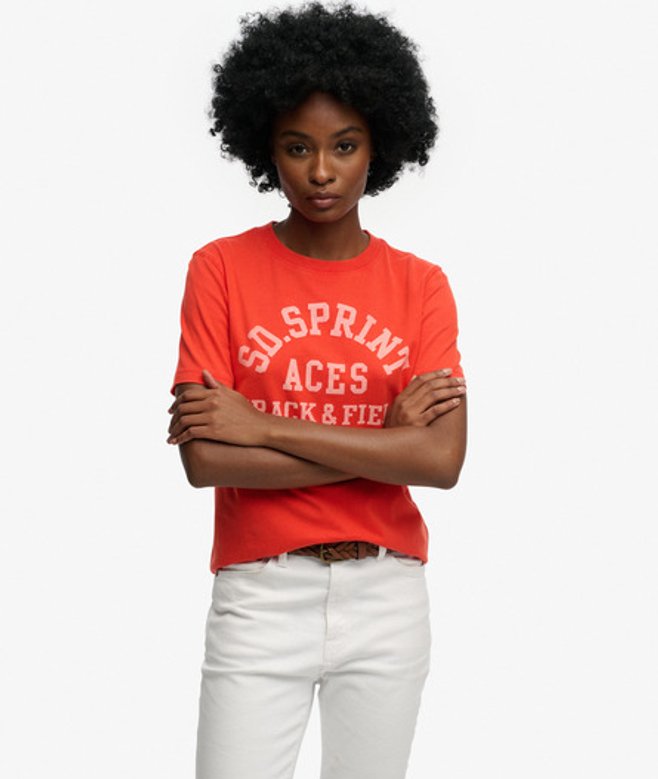 Superdry Damen Vintage Prep T-shirt mit Tasche Red - Größe: 42 von Superdry