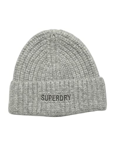 Superdry Damen Essential Beaniemütze mit Rippmuster Silber 1SIZE von Superdry