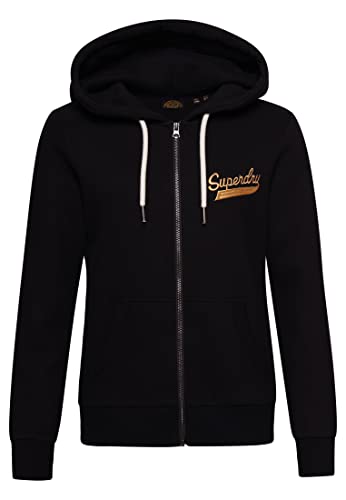 Superdry Damen Vintage Scripted Collegiate Kapuzenjacke Schwarz 34 von Superdry