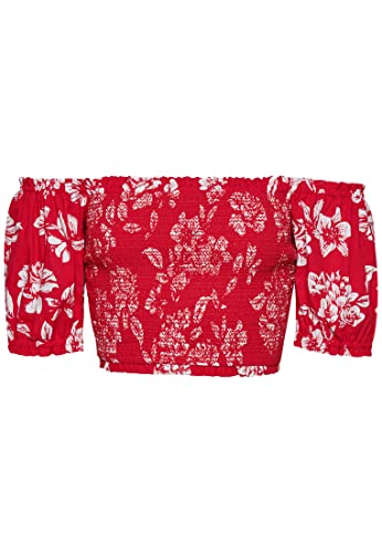 Superdry Damen Vintage Smocked Crop Top T-Shirt, Florales Rot, 44 von Superdry