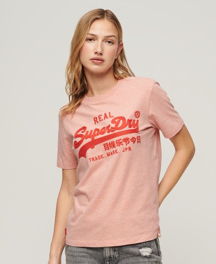 Superdry Damen Vintage T-Shirt mit Logo-Stickerei Pink - Größe: 38 von Superdry